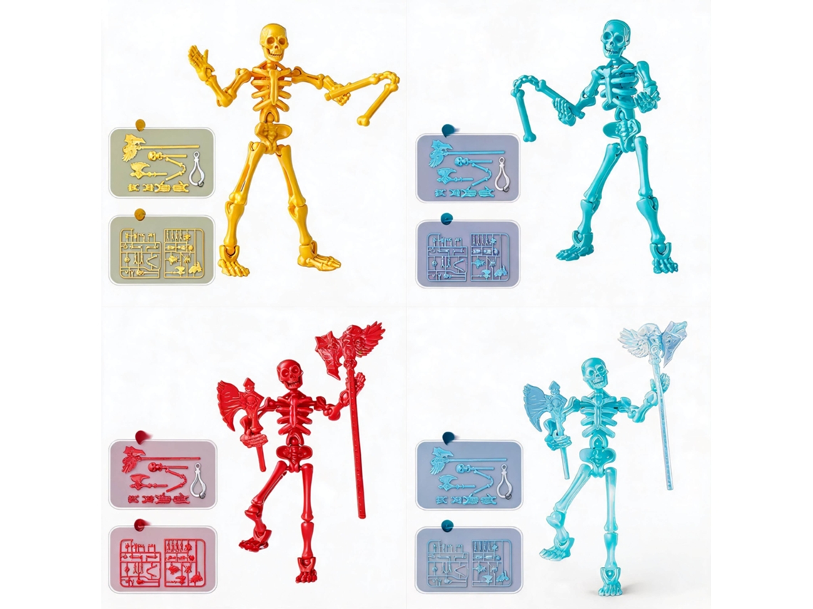 Figura De Esqueleto De 13 Cm De Henten Home, Articulada Y Móvil, Para Coleccionistas Como Decoración De Mesa (4 Piezas)