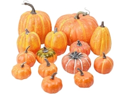 Juego de 16 calabazas artificiales, ideales para decoraciones de Halloween y Acción de Gracias, ergonómicas, para uso diario STELASPLEN