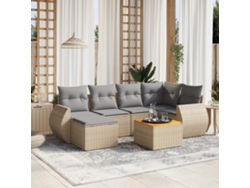 Conjunto de 7 sofás de jardín con cojines de mimbre beige de Dkd Home Decor