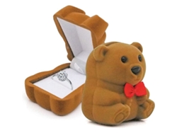 Caja Para Anillos Oso Pardo | Pequeña Y Exquisita Para Guardar Anillos | Boda Y Compromiso (marrón)