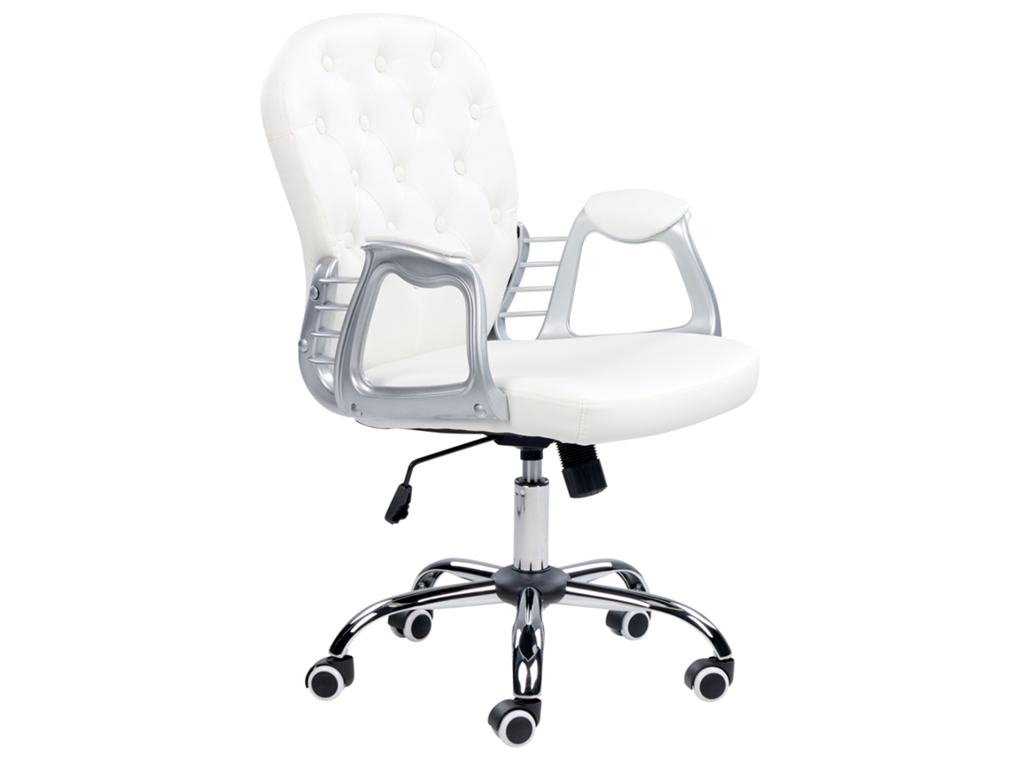 Silla de oficina BELIANI Princess de Piel sintética Blanco 60x60x108