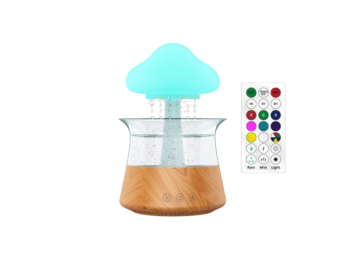 Humidificador de nube para el hogar, difusor de fragancias, luz para dormitorio con control remoto, grano de madera Cuich