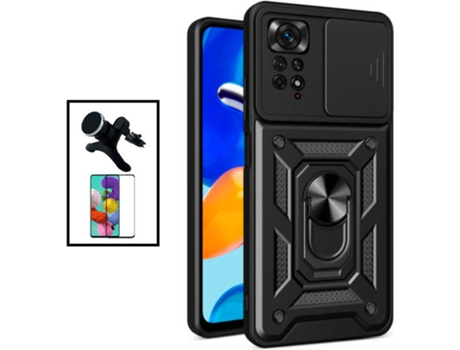 Kit Protector de Pantalla de Cristal Templado + Carcasa Magnetic + Soporte Magnético de Coche para Xiaomi Redmi Note 11 Pro PHONECARE Negro