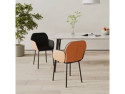 Sillas de comedor 2 piezas Tela/Cuero sintético Negro Lovely Home