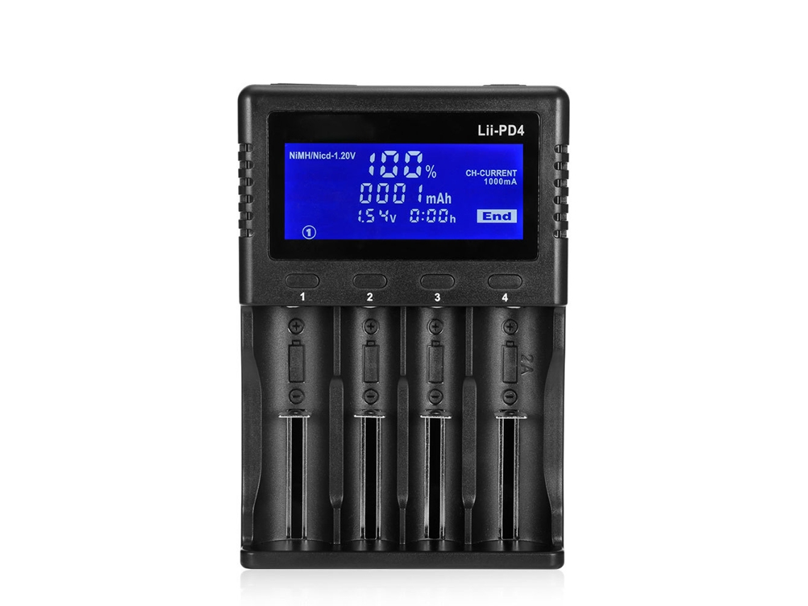 Cargador De Baterías (carga De 4 Ranuras Con Pantalla Lcd)