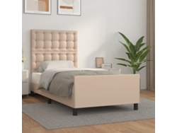 Estructura Cama Sin Colchón Cuero Sintético Capuchino 90x200 Cm