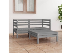 Conjunto de salón de jardín de 2 piezas de pino macizo gris Dkd Home Decor