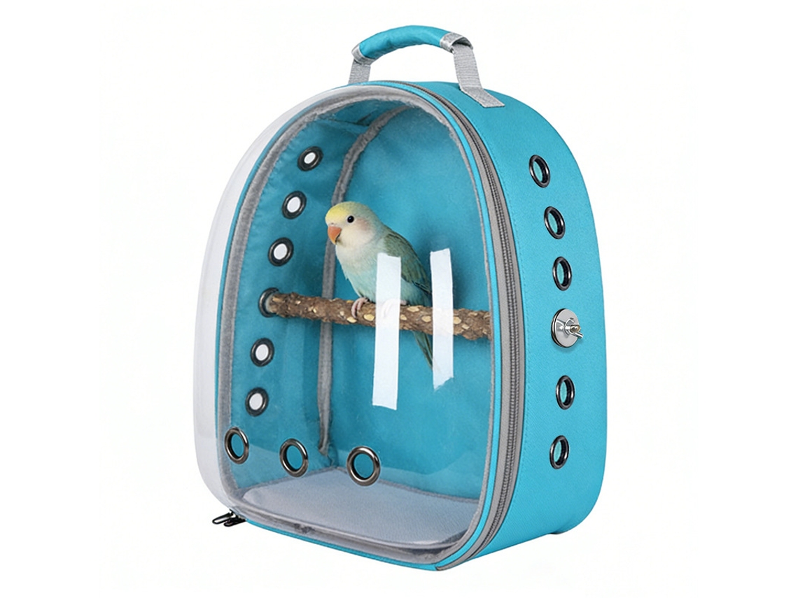 Transportín para loros Digitallab, totalmente ventilado, diseñado para viajar (azul claro)