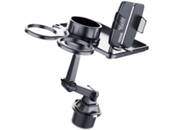 Portavasos Ajustable 2 En 1 - Base Extensible - Cuello Giratorio De 360° - Para Smartphones Y Botellas