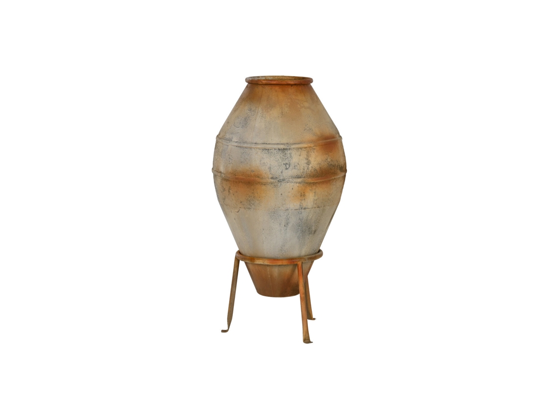 Anfora Metal Pie Envejecido Beige 49x49x93cm
