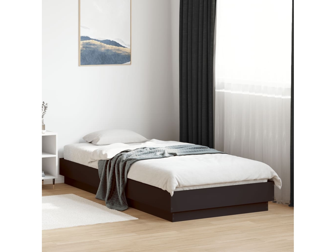Estructura De Cama Madera De Ingeniería Negra 100x200 Cm