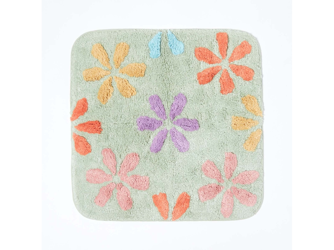 Homescapes Floral Mutlicolour Cotton Shower Mat