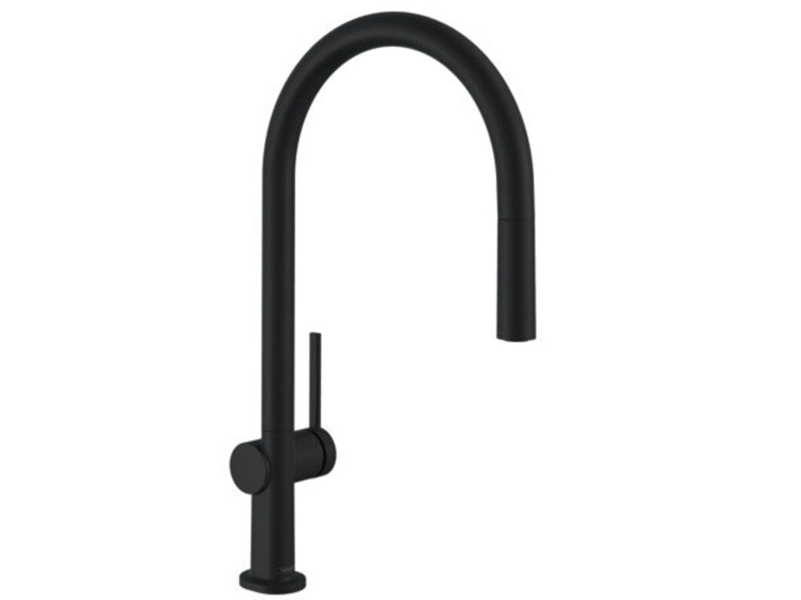 HANSGROHE Talis M54 monomando de cocina 210, caño extraíble, 1jet, sBox, Color: Negro Mate