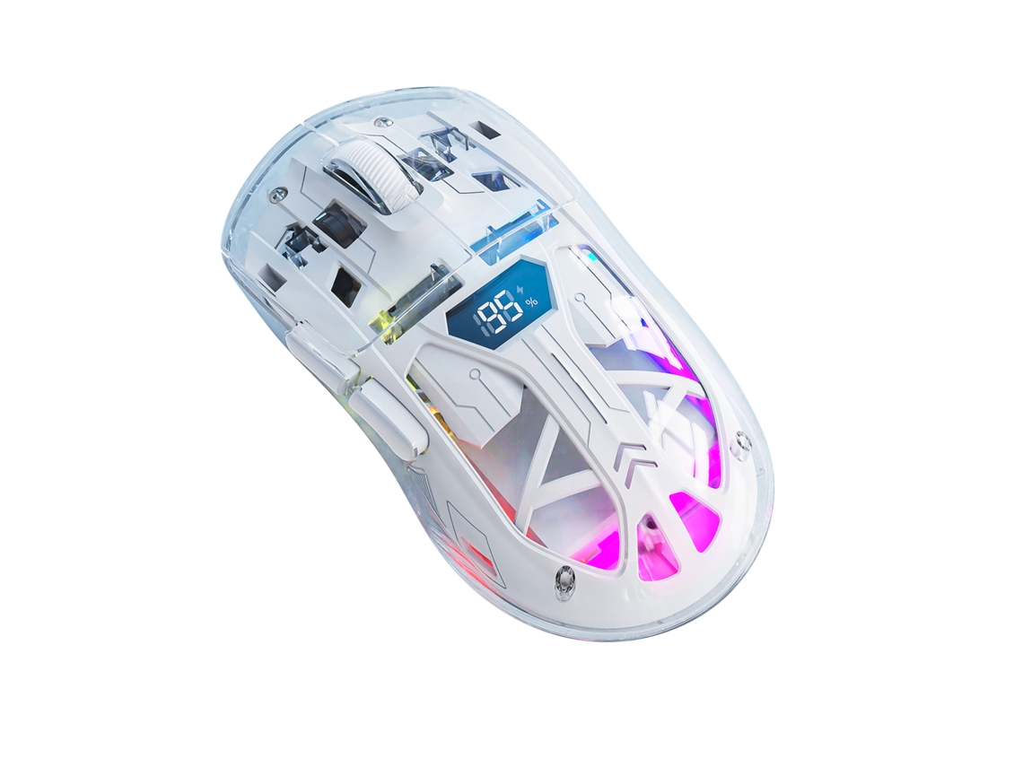 (blanco) Ratón De Modo Dual Con Efectos De Iluminación Rgb Y Bluetooth Inalámbrico 2.4g.