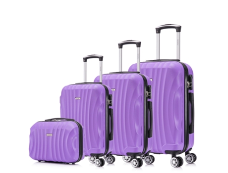 Juego de maletas ABS Rígida 4 pcs/Maleta Cabina 55cm/Maleta Mediana 68cm/Maleta Grande 78cm/Neceser 29cm RAYKONG