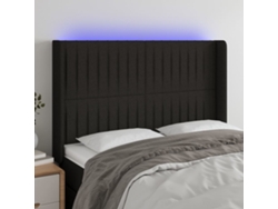 Cabecero Con Led De Tela Negro 147x16x118/128 Cm