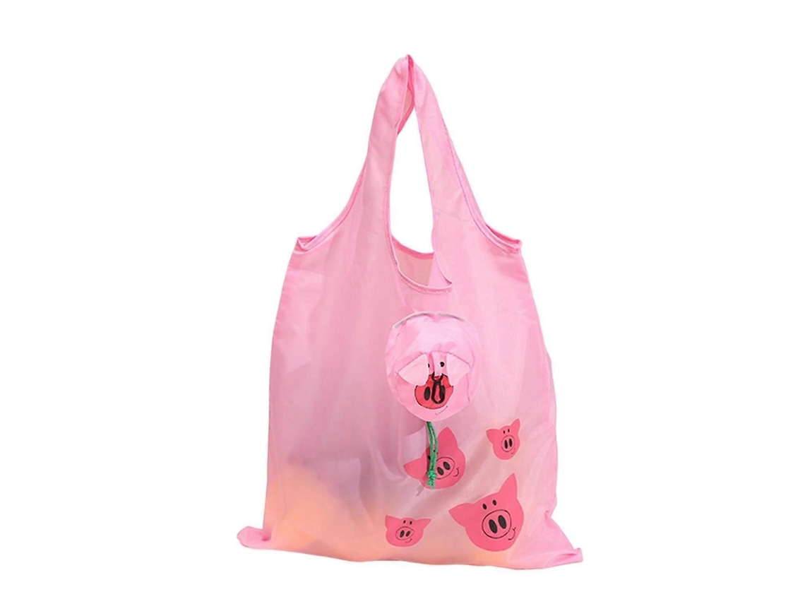 Bolsa de compras con asa resistente, buen agarre, diseño de dibujos animados, bolsa de supermercado plegable, estampado de animales, para guardar fruta, GOKOCO