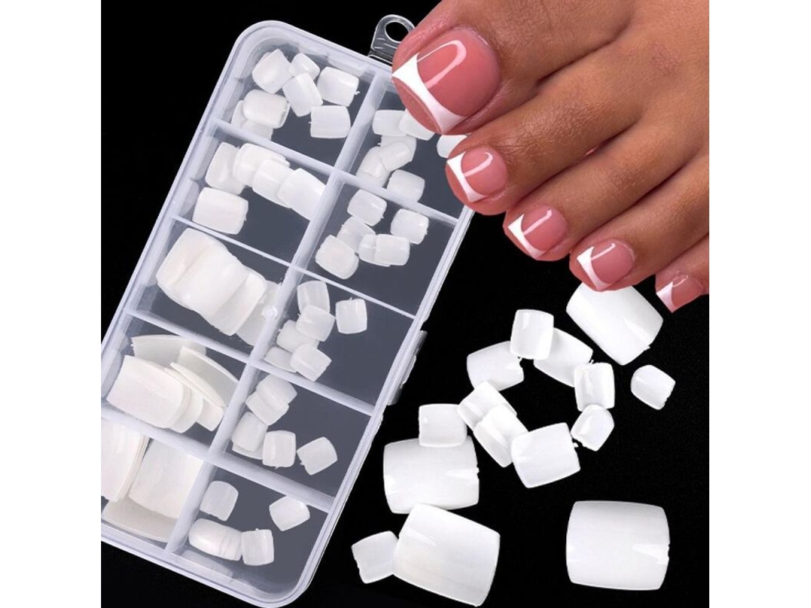 100 Uñas Postizas Cuadradas De Acrílico Blanco Natural Para Decoración De Uñas.