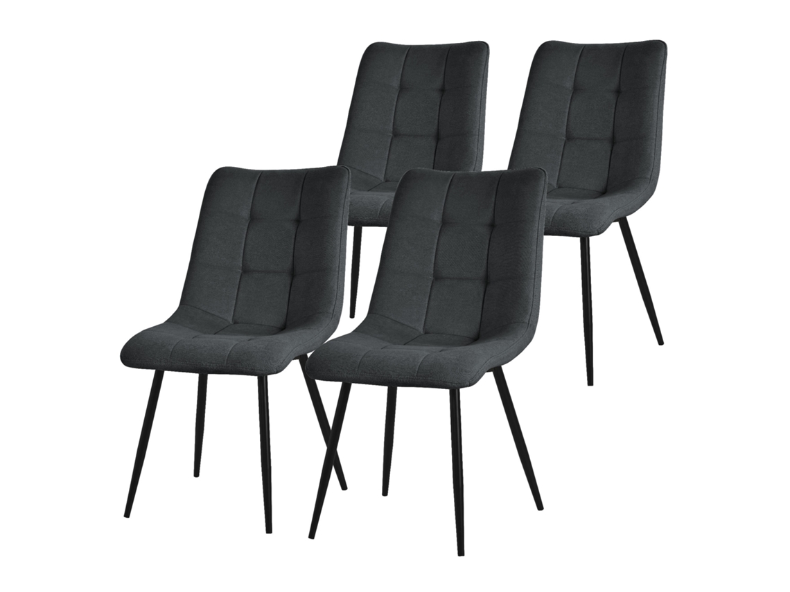 ML-DESIGN juego de 4 sillas de comedor antracita, sillas de salón con funda de tela, patas de metal negro