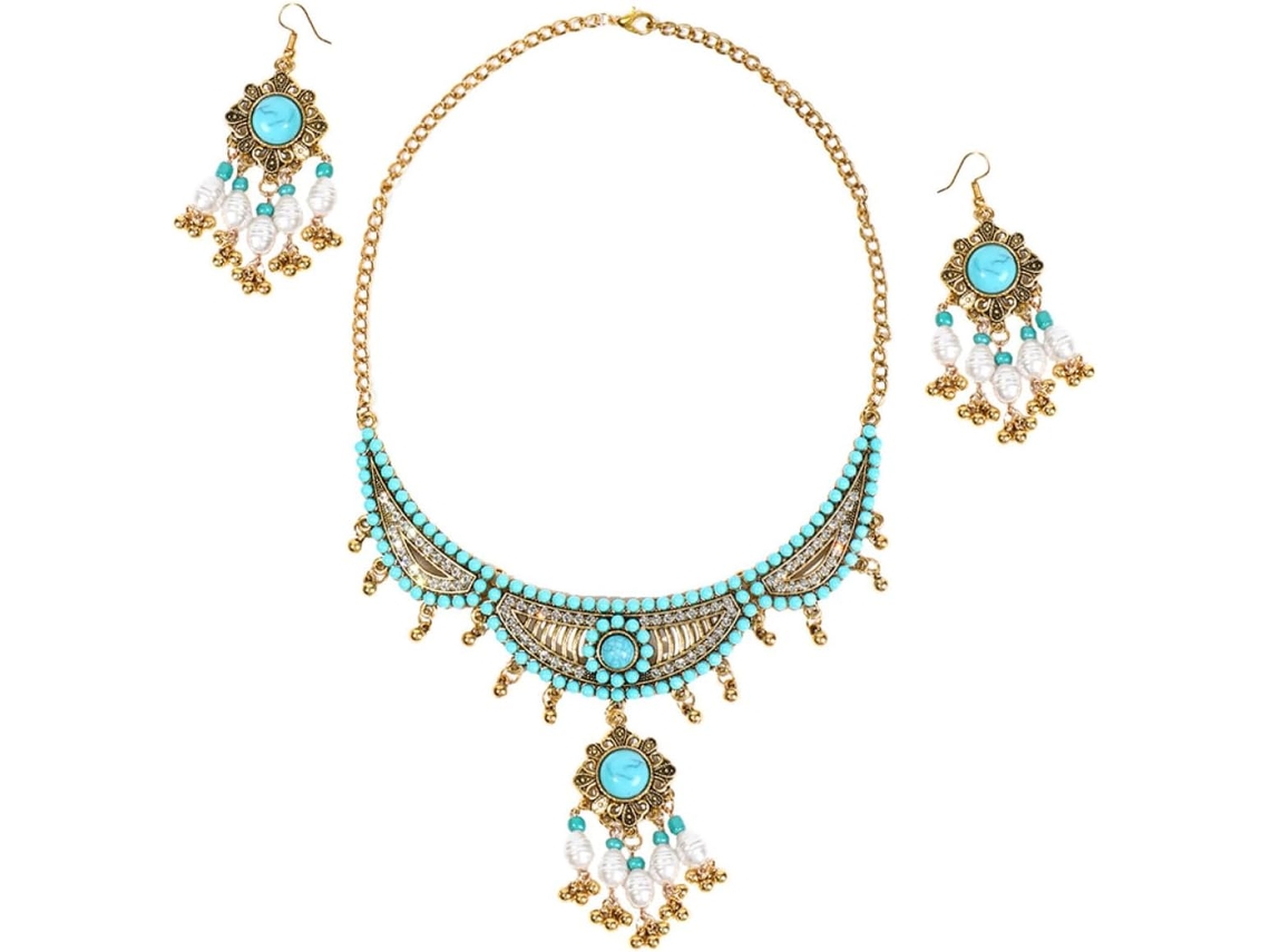 De Joyería Étnica Bohemia Para Mujer De Ciieeo: Collar De Perlas Y Pendientes Colgantes Ligeros.