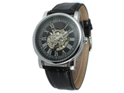 Reloj Mecánico Automático Forsining Para Hombre, Resistente Al Agua Hasta 30 M, Negro Y Plateado.
