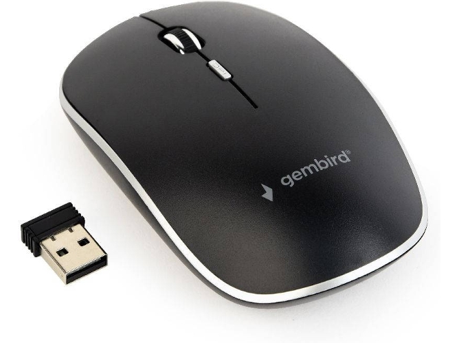 Ratón GEMBIRD MUSW-4B-01 (Inalámbrico - Óptico - 1600 dpi - Negro)