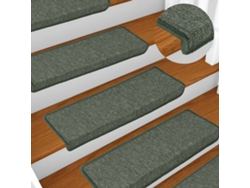 Alfombrillas Para Escaleras 15 Uds 65x21x4 Cm Verde Oscuro Borde Rectangular