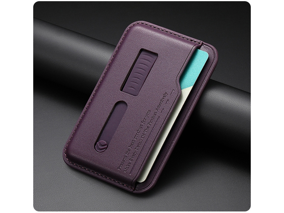 Cartera magnética ultrafina de cuero, compatible con iPhone 17/16/15/14/13/12, morada, Hexinyigjly