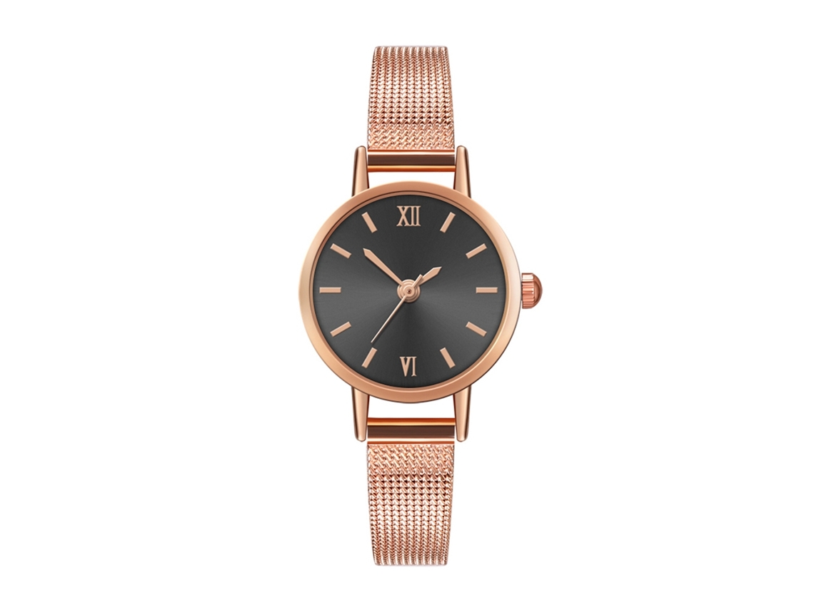 Reloj De Pulsera Sencillo E Informal Con Correa De Malla, Cuarzo, E19-w, Negro.