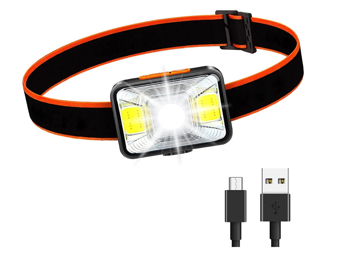 Linterna frontal LED recargable de 2000 l con 5 modos para actividades al aire libre, pesca, acampada, ciclismo, caza y senderismo Yizhood (negra)