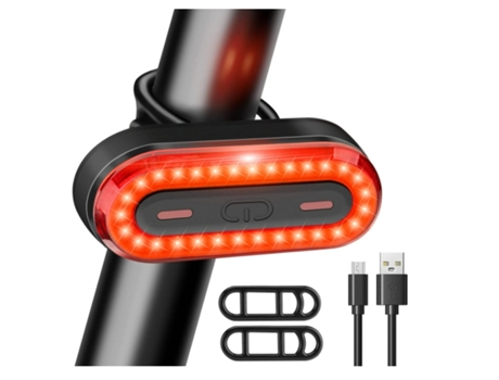 Luz trasera de bicicleta 6 modos Luz de bicicleta Luz trasera de bicicleta a prueba de agua Luces potentes recargables USB - ENZONS negros