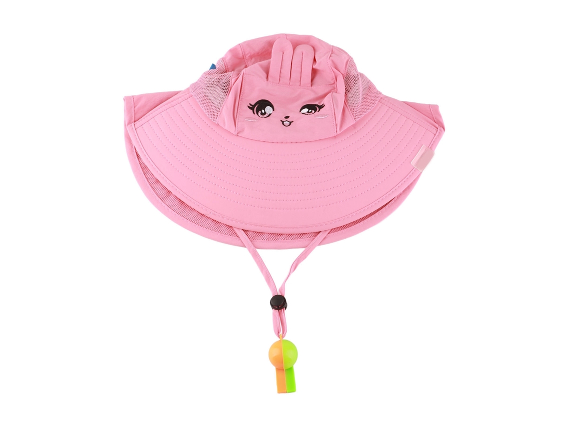 Sombrero de sol para niña, protección UV, estampado de dibujos animados, ala ancha, para la playa y el verano, rosa | Sin marca