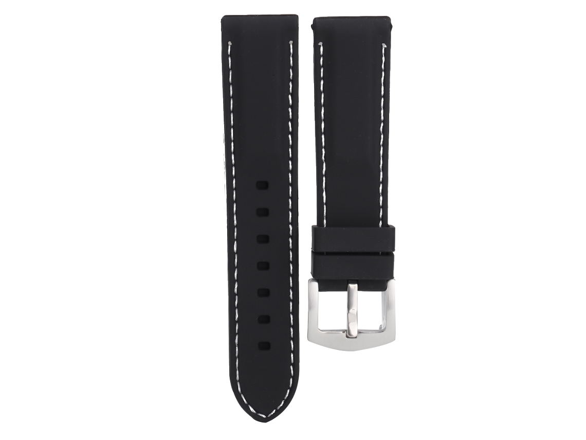 Correa Ajustable De Silicona Para Reloj Pulsera 24mm Con Líneas Blancas