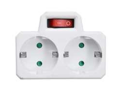Adaptador De Corriente, Enchufe Europeo Con Interruptor - 2 Tomas, Protección Contra Sobretensiones Y Seguridad Infantil, Blanco