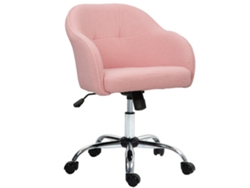 Silla De Oficina Ergonómica, Altura Regulable, Asiento Y Respaldo Acolchados, Color Rosa.