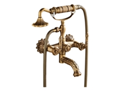Juego de grifo de ducha de cobre tallado vintage de tres estilos de slowmoose