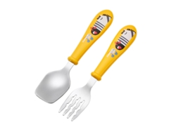 Set de Cubiertos Infantiles de 15 cm en Acero Inoxidable. Amarillo CUITISAN