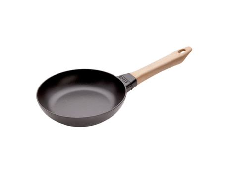 Pans Sartén con mango de madera 20 cm, Hierro fundido, Negro STAUB