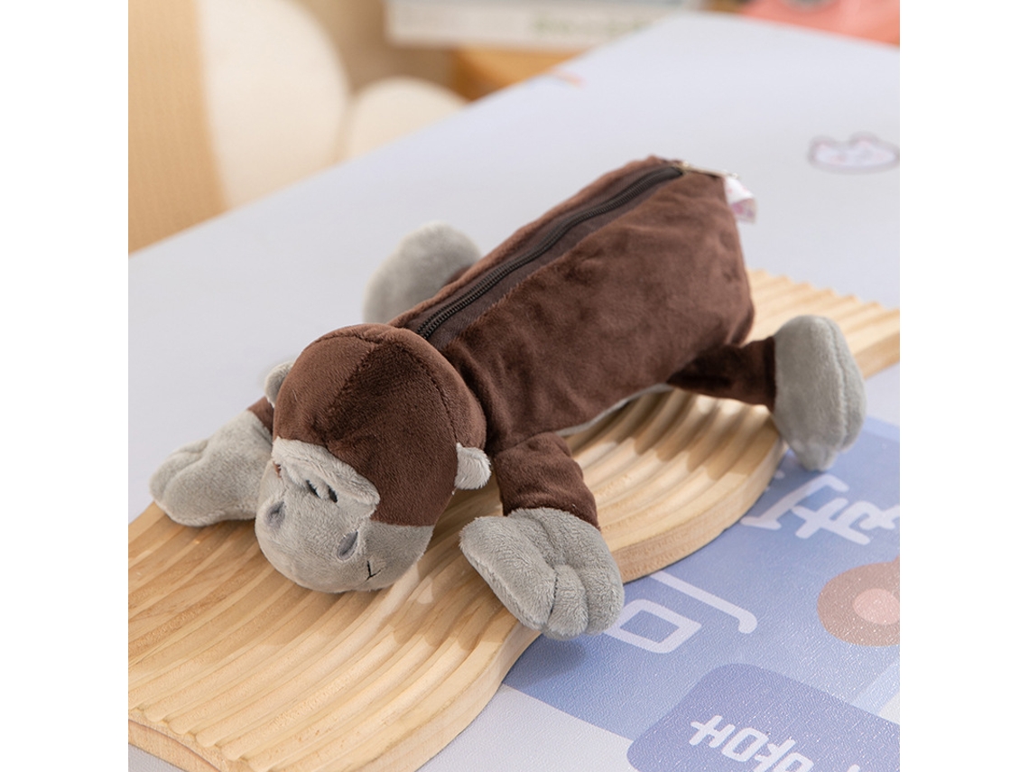Estuche de peluche creativo para lápices, gran capacidad, dibujos animados – 1 pieza Orangután Hexinyigjly