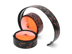 Cinta Para Manillar De Bicicleta De Carretera, Elástica De Pu, Transpirable, Antideslizante Con Tapas, Color Negro Y Naranja.