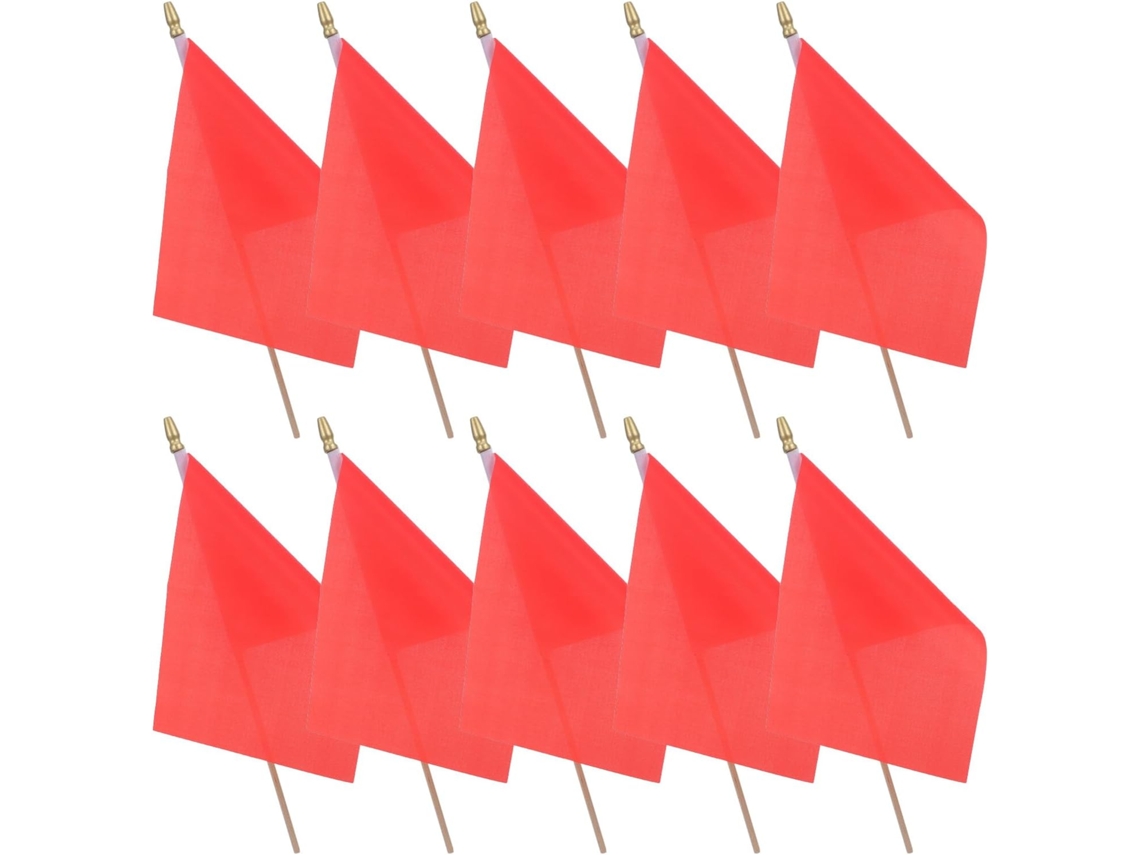 Banderas De Mano Pequeñas Inoomp De 14x21 Cm Rectangulares Con Palo De Madera De 30 Cm Y Punta Dorada. Banderas De Mano