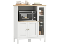 Mueble De Cocina Moderno Con 3 Puertas, Estantes, Sistema Antivuelco, Blanco, 80x35x97