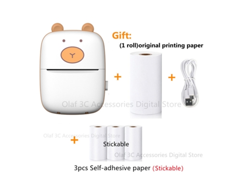 Mini impresora de etiquetas de gatos y osos, impresora térmica portátil de 200Dpi, impresión sin tinta, pegatinas de 57Mm para Ios y Android HHZ