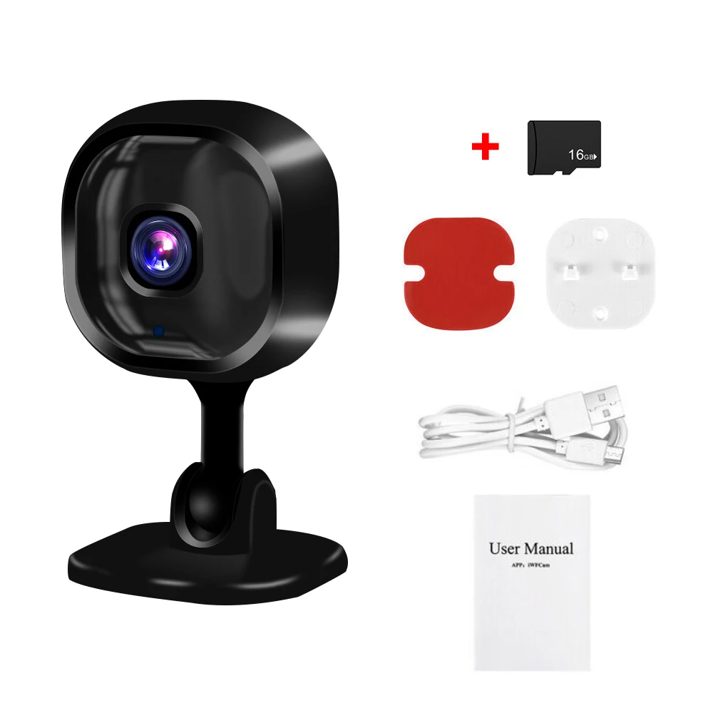 Cámara Wifi Hd 1080p (negra + 32 Gb) - Mini - Detección De Movimiento - Visión Nocturna - Audio Bidireccional