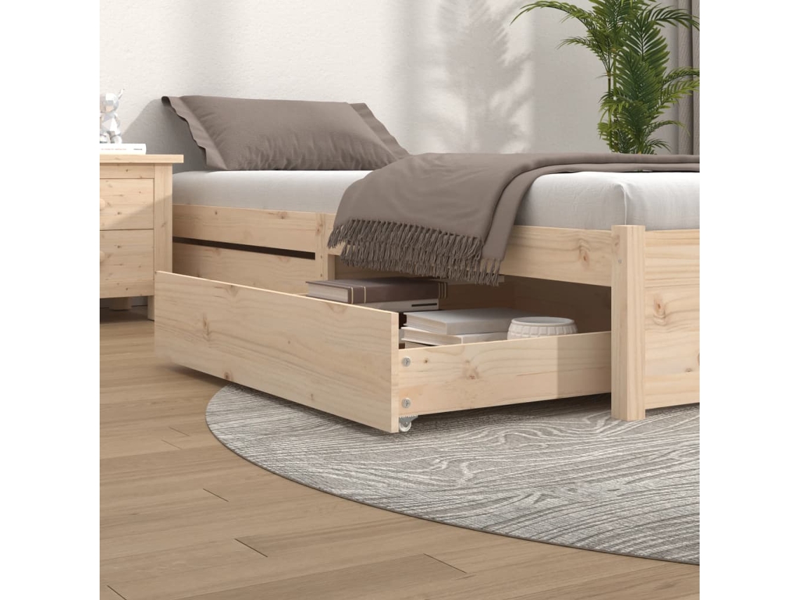 Cajones De Cama 2 Unidades Madera Maciza De Pino