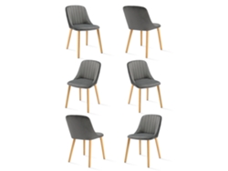 Sillas De Comedor Goeurvant 993(pack De 6, Gris Claro, Terciopelo)