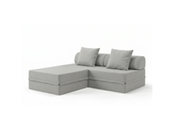 Sofá Modular 3 Lugares + Puff Convertible Liso Cinza Escuro