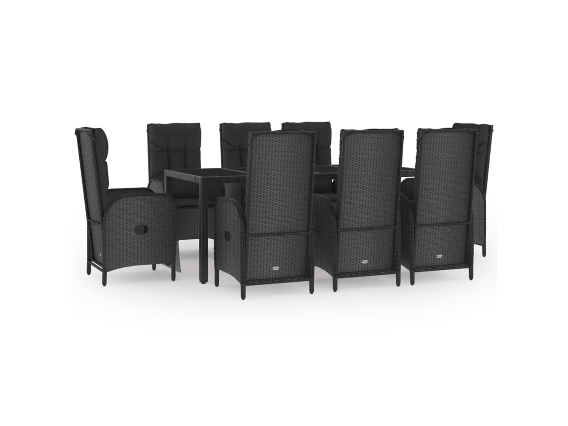 Maison Exclusive - Set Comedor Jardín 9 Pzas Y Cojines Ratán Sintético Negro Gris