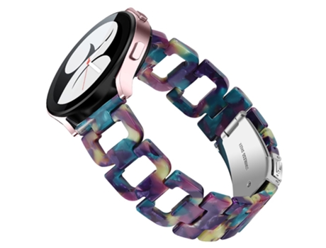 Correa de acero inoxidable forma de D con hebilla para Samsung Galaxy Watch4 Active 40mm/44mm/Watch4 Classic 42mm/46mm - purpúreo/verde