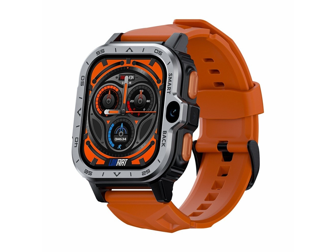 Reloj inteligente Android Apple 4 Max 4G Orange Lokmat de 464 GB con pantalla HD de 2,02 pulgadas, GPS, Wi-Fi, frecuencia cardíaca, monitoreo de SpO2 y más.